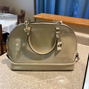 Coach Taupe Patent Leather Satchel